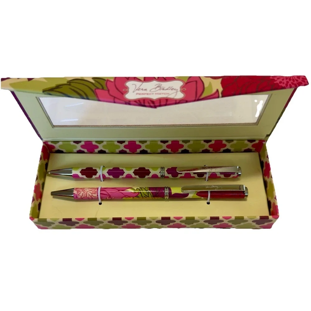 Vera Bradley Perfect Match Pen & Pencil Set Hello Dahlia! Pattern